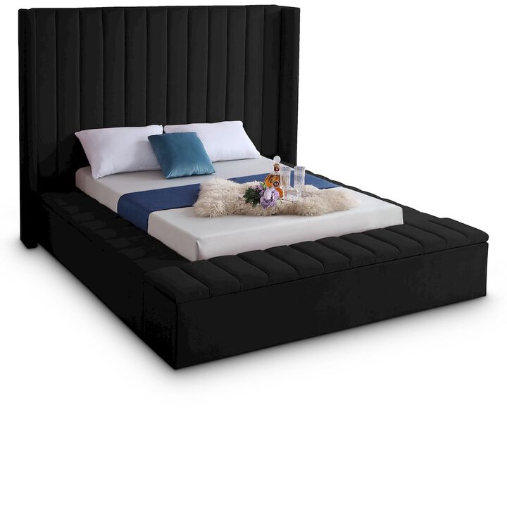 Meridian Furniture Kiki Black Velvet King Bed