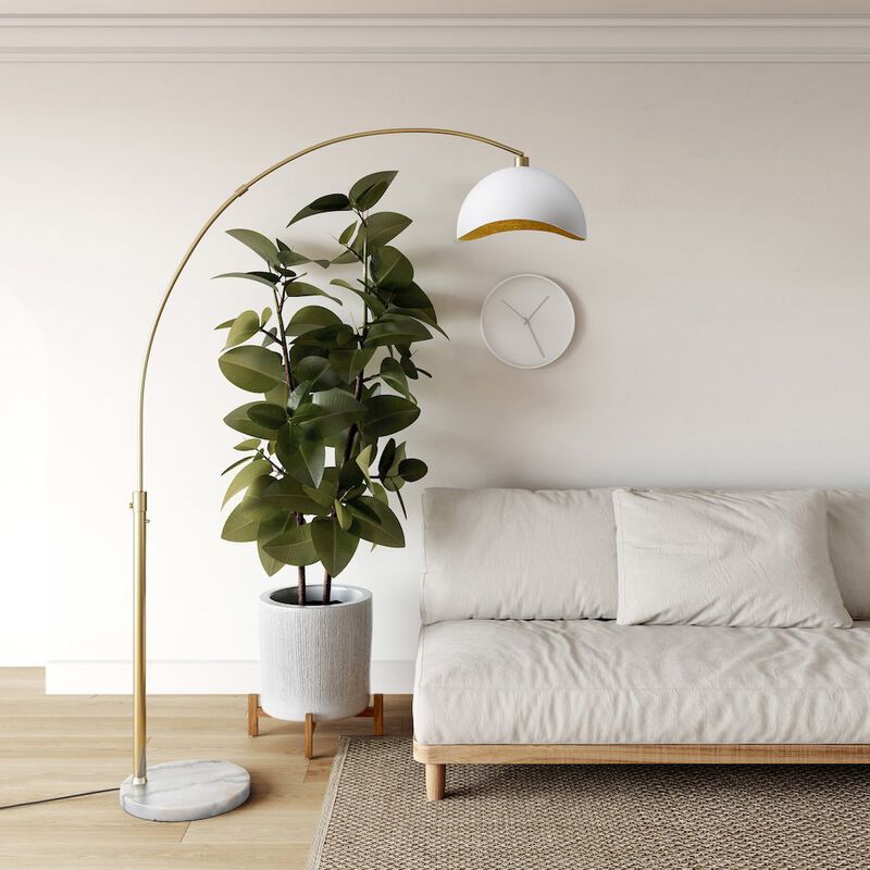 NOVA OF CALIFORNIA Luna Bella Arc Floor Lamp - White/Gold Leaf