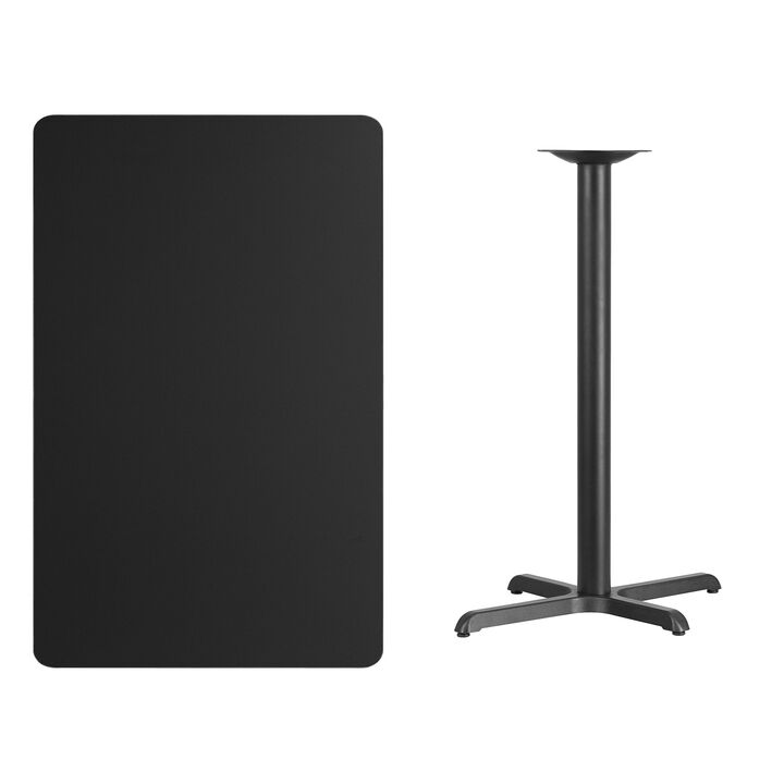 Flash Furniture Stiles 30'' x 48'' Rectangular Black Laminate Table Top with 23.5'' x 29.5'' Bar Height Table Base