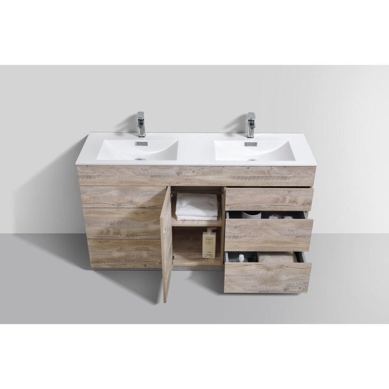 Kubebath Milano 60Double Sink Nature Wood Modern Bathroom Vanity