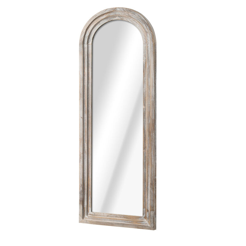 HomeRoots 71" White Solid Wood Arch Freestanding Framed Full Length Mirror image number 2