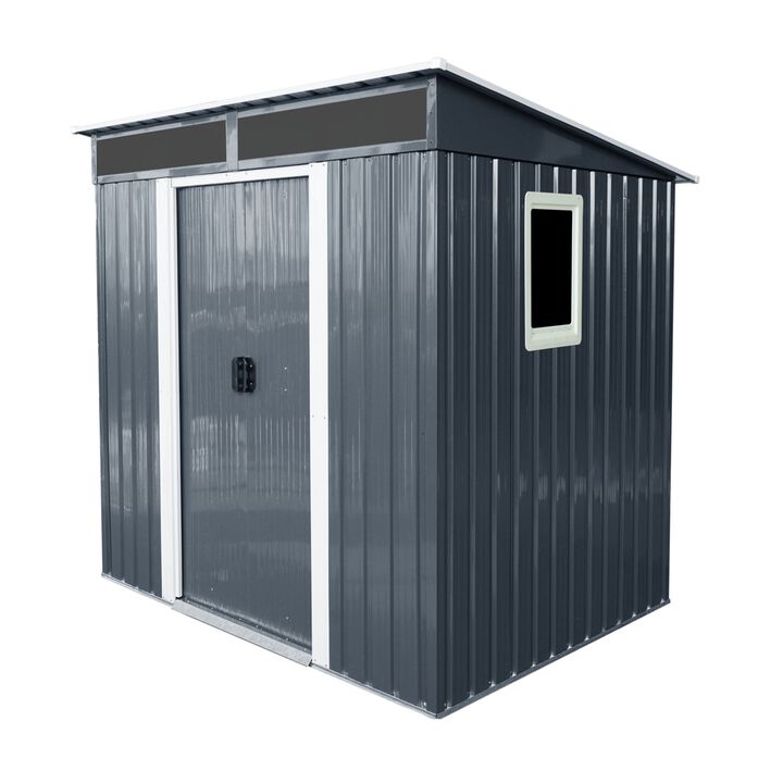6ft x 5ft Outdoor Metal Storage Shed with Window and Transparent plate for Garden