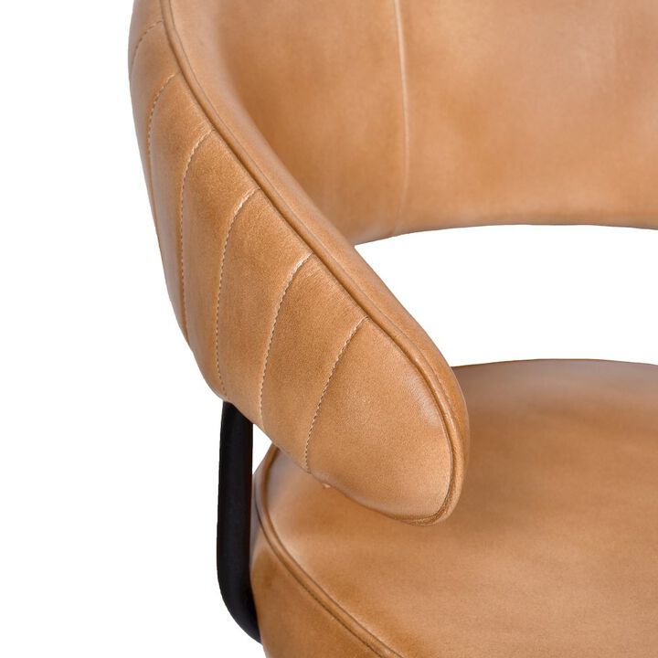 Barrett Genuine Leather Counter Chair in Caramel