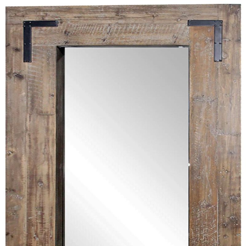 HomeRoots 75" Brown Wood Framed Leaning Accent Mirror image number 3