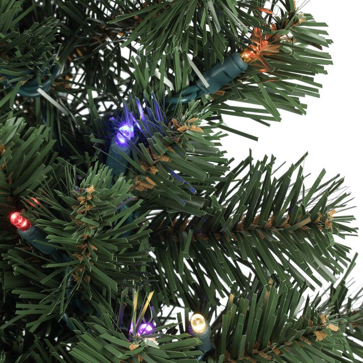 Vickerman 24" Oregon Fir Artificial Christmas Square Wreath, Multi-Colored Single Mold LED Wide Angle Lights - Faux Square Christmas Wreath - Indoor Seasonal Home Wall Decor