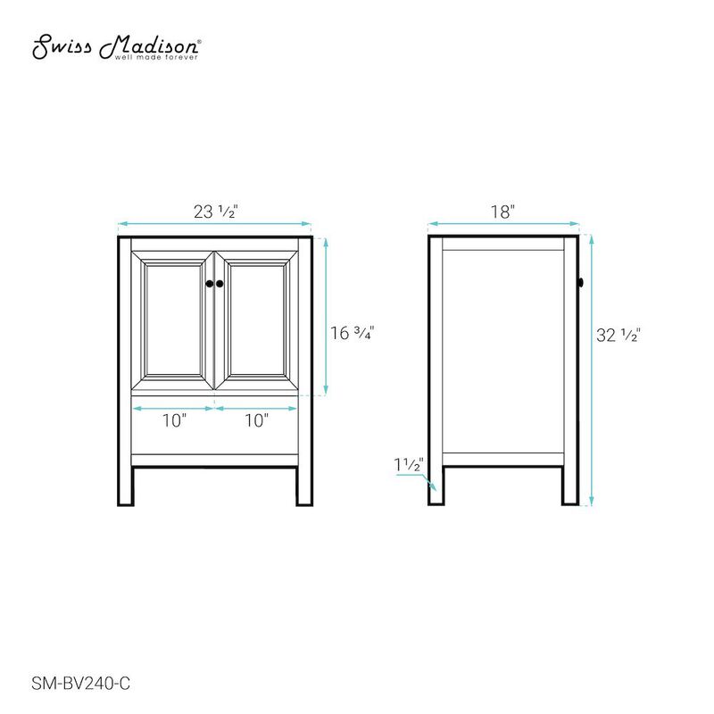 Chateau 24" Freestanding Bathroom Vanity Cabinet without Top in Golden Oak image number 4