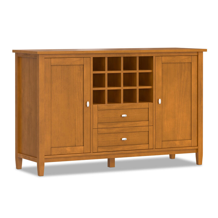 Simpli Home Warm Shaker Storage Cabinet with Wine Rack