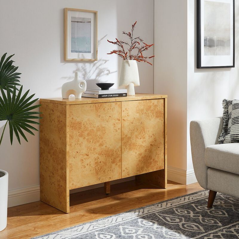 Modway Hudson Burl Wood Sideboard with 2 Doors in Natural - Modern Buffet Cabinet - 40 Inch Storage Accent Cabinet with Soft-Close Doors - Console Table for Dining Room Hallway Entryway Kitchen image number 9