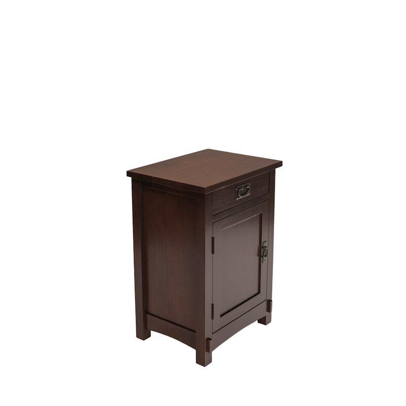 Crafters and Weavers Mission / Arts and Crafts 1 Door, 1 Drawer Nightstand - Walnut