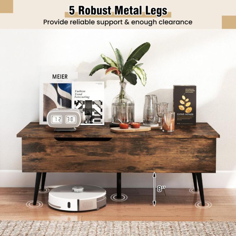 Hivvago 47 Inch Lift Top Coffee Table with 2 Hidden Compartments