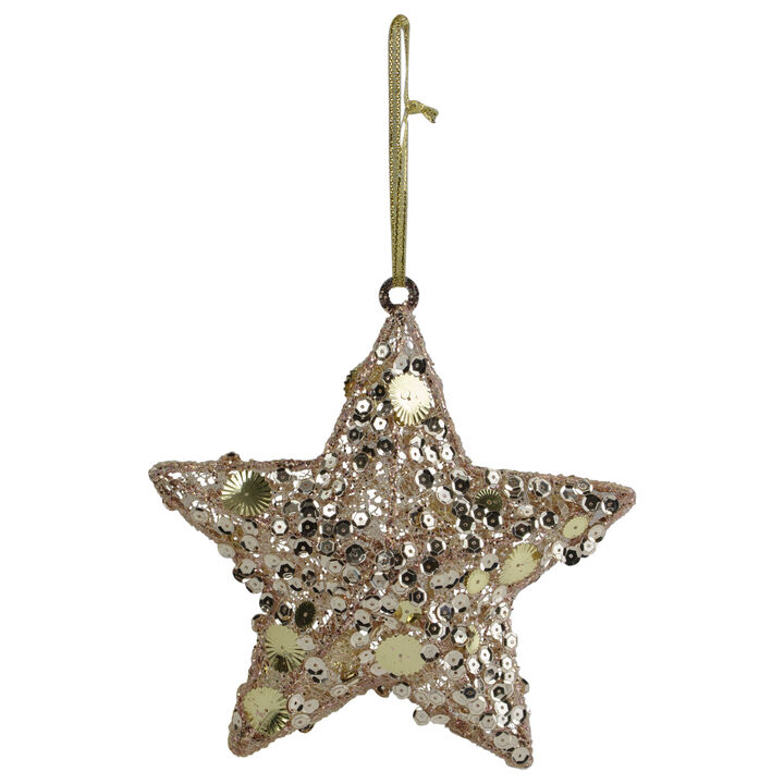 6" Tri-Color Gold Star Shaped Christmas Ornament