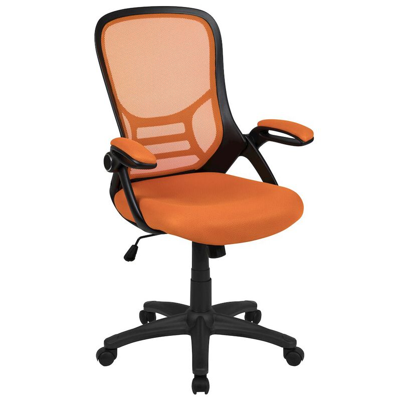 Flash Furniture High Back Red Mesh Swivel Office Chair with Black Frame and Flip-up Arms image number 0