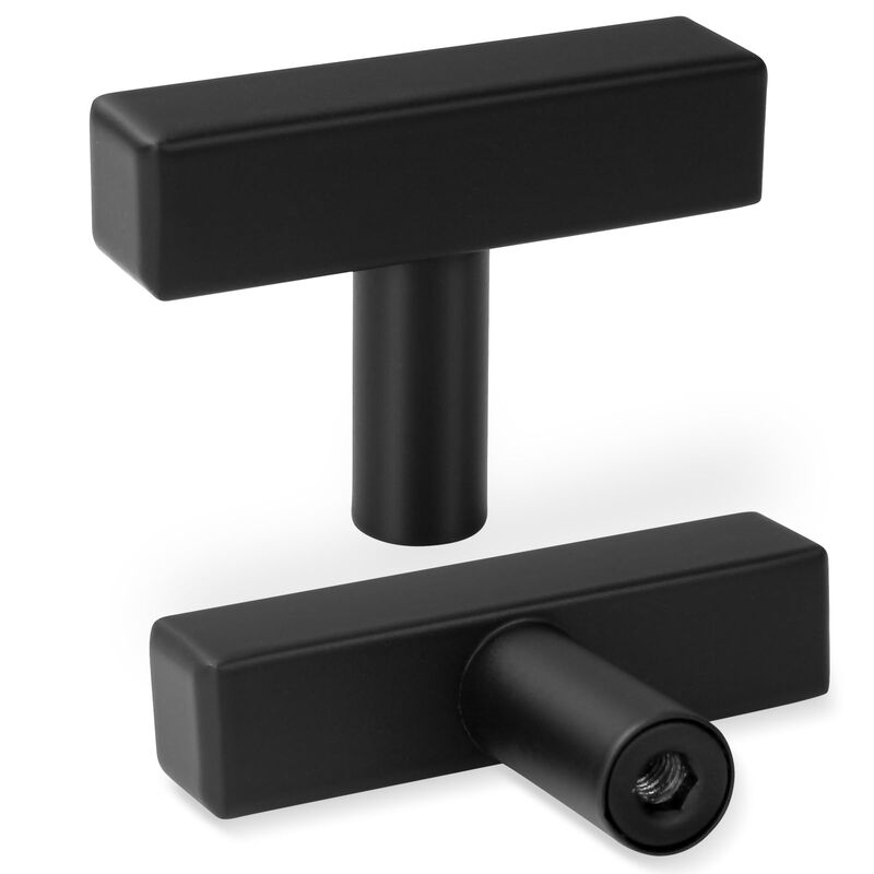 AEEKEL 30 Pack Square Cabinet Knobs Matte Black Drawer Knobs 2"" Length, Single Hole Kitchen Knobs for Cabinet Pulls, Stainless