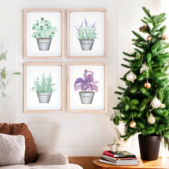 Herb Frame Decorative Wall Art for Kitchen or Garden Decor (Set of 4)