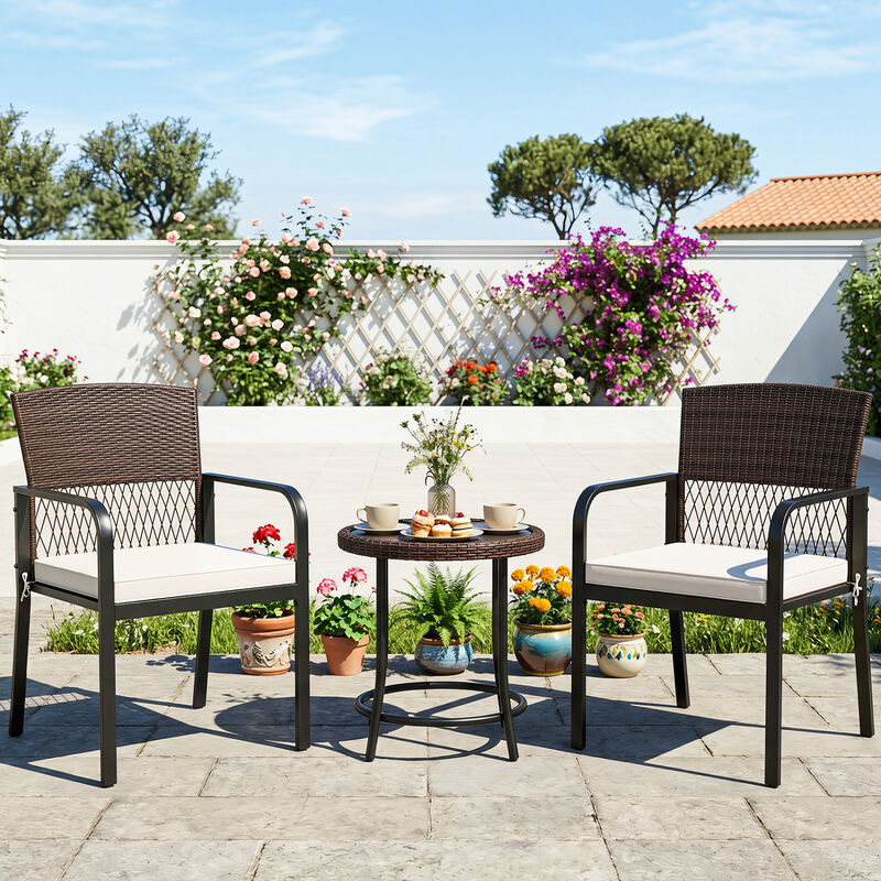 Set of 4 Outdoor Patio Dining Chairs with Cushions and Leveling Feet image number 2