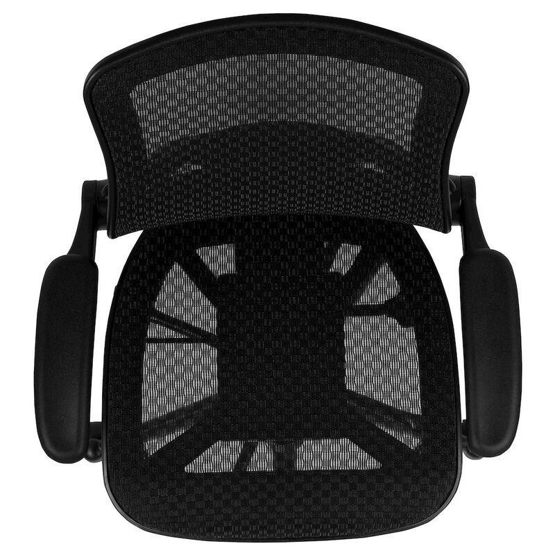 Flash Furniture Mid-Back Transparent Black Mesh Drafting Chair with Black Frame and Flip-Up Arms image number 6