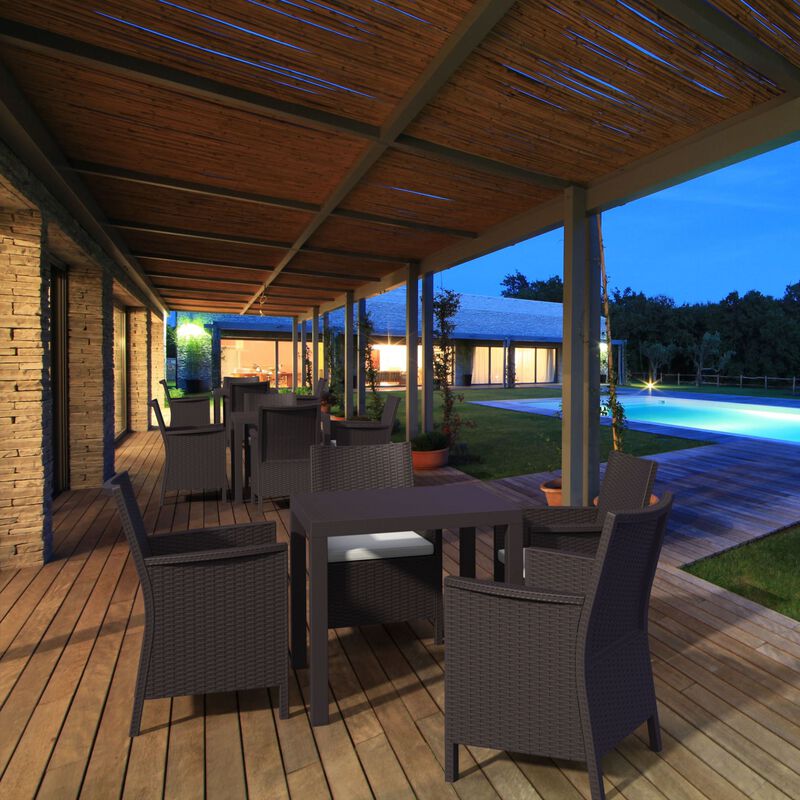 31.5" Coffee Brown Wickerlook Square Patio Dining Table