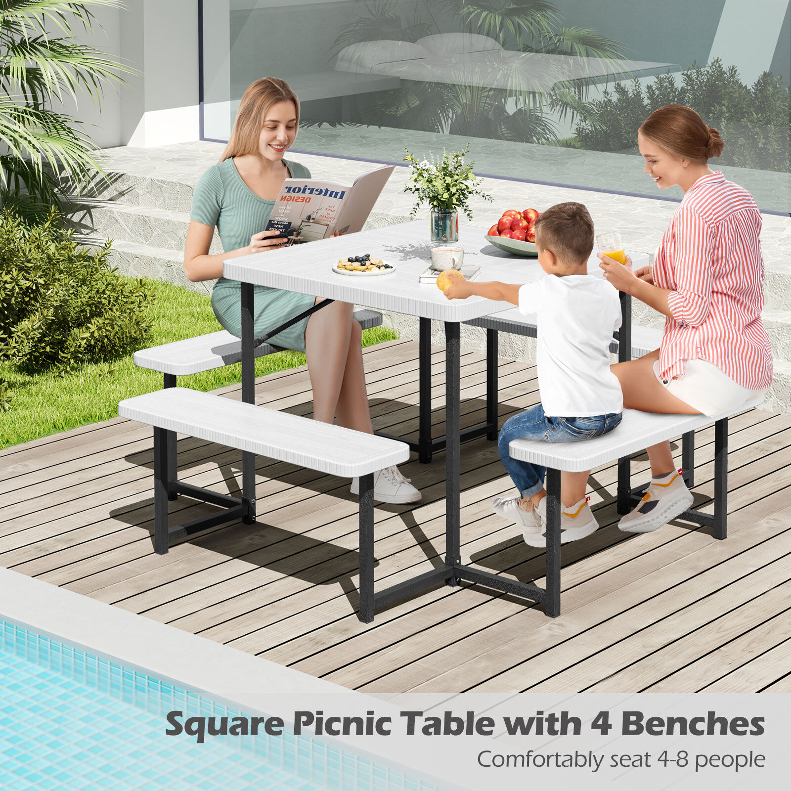テーブル・チェア・ハンモック Coleman Compact Picnic Bench Set Seater Garden Picnic Table Unbranded 70 Natural Round 8-Person