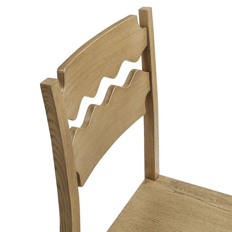 Jax Oak Wood Bar Stool With Wavy Razor Back image number 7