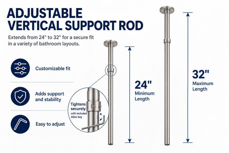 Signature Aluminum Series Freestanding Tub Shower Curtain Rod image number 4