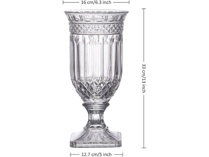 13" Glass Urn Vase &ndash; Tall Ripple Diamond Pattern Centerpiece image number 2