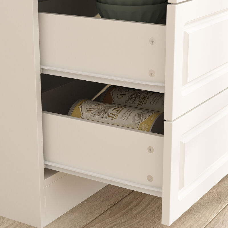 FUFU&GAGA Kitchen Pantry Cabinet with Glass Doors and Four Storage Drawers (31.5" W x 15.7" D x 78.7" H) White