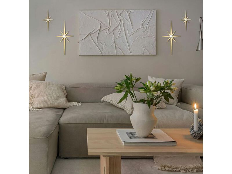 4 Pack Metal Star Wall Art Set Mid Century Starburst Decor for Living Room Home image number 1