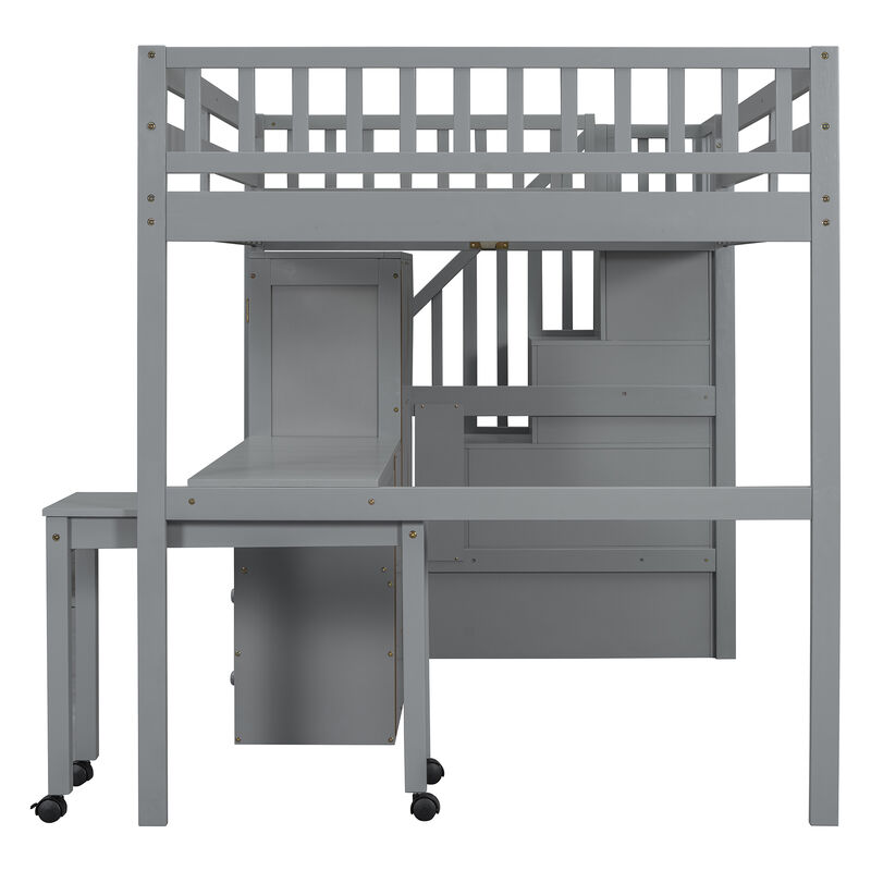 Merax Loft Bed with Desk and Wardrobe