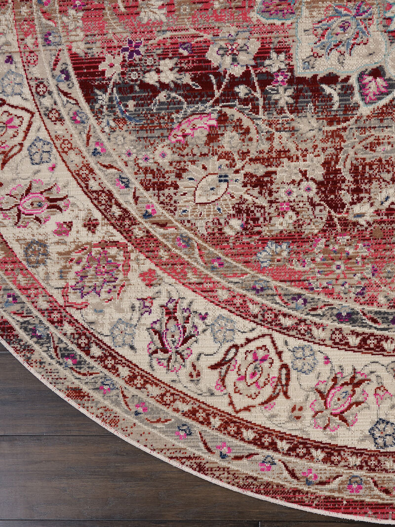 Vintage Kashan VKA01 Red 6' x Round Rug