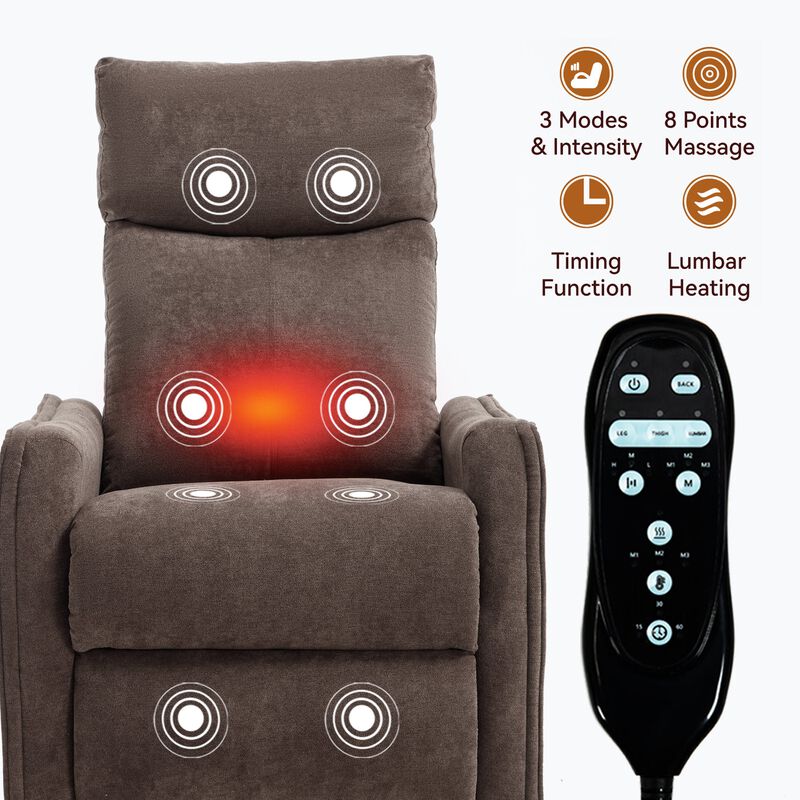 Manual Recliner Chair with Heat and Massage, Rocker and Swivel Chair in Fabric for Living Room image number 5