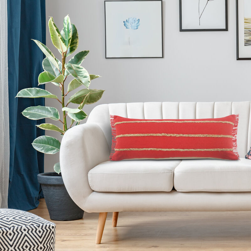 100% Cotton Striped Zippered Pillow &ndash; Decorative Cushion for Sofa, Couch, or Bedroom Accent