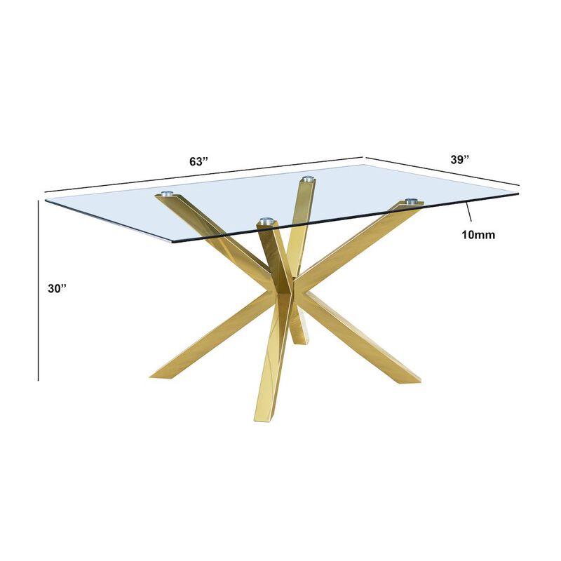 Best Quality Furniture Rectangle Tempered Glass Dining Table With 4 Grey Side Chairs