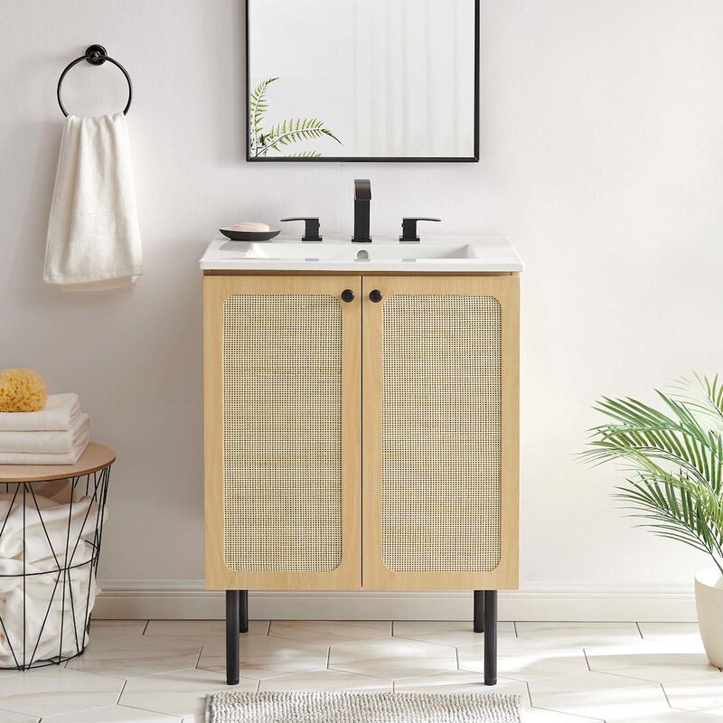 Modway EEI-6601-OAK Chaucer 24" Bathroom Vanity Cabinet (Sink Basin Not Included), Oak image number 9