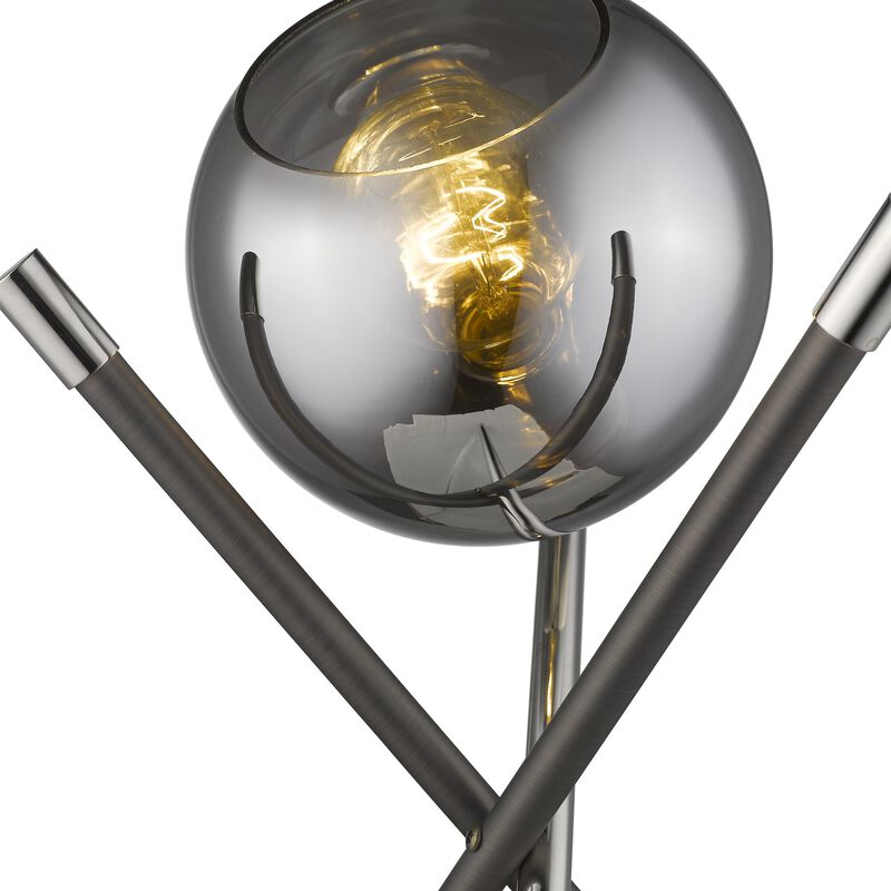 HomeRoots 18" Black Metal Tripod Table Lamp With Nickel Globe Shade image number 5