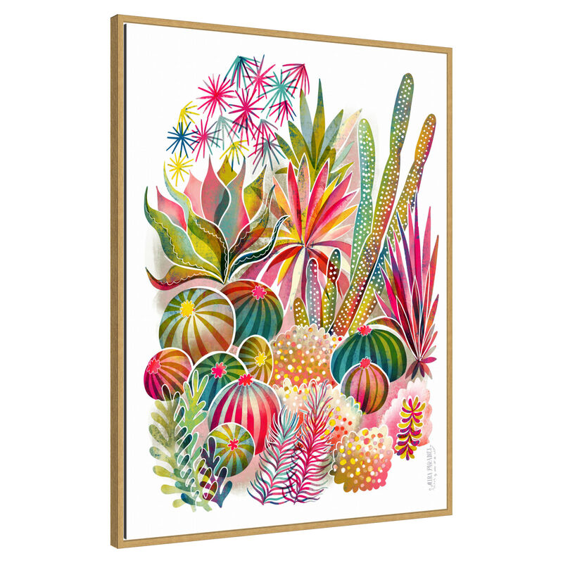 Flowering Succulent and Cacti Garden by Uta Krogmann Framed Canvas Wall Art