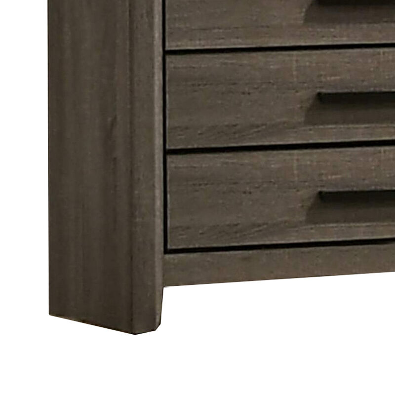 Chest with Black Rectangular Pulls, Gray - Benzara