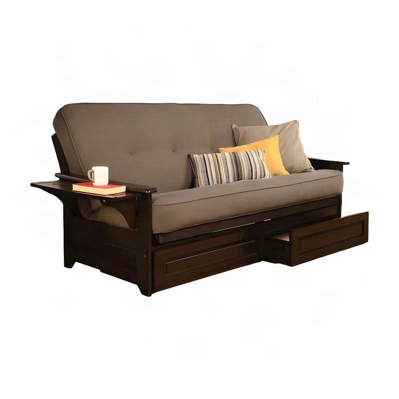Phoenix Frame-Espresso Finish-Linen Cocoa Mattress-Storage Drawers image number 4