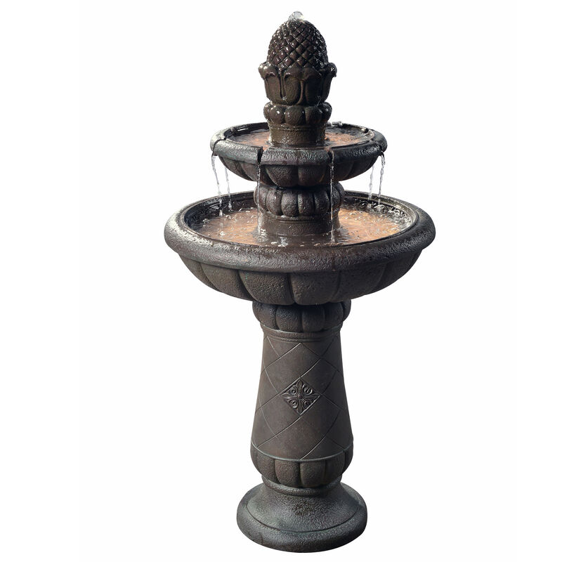 Teamson Home Outdoor Deluxe Pineapple 2-Tier Pedestal Fountain, Carbon Gray image number 0