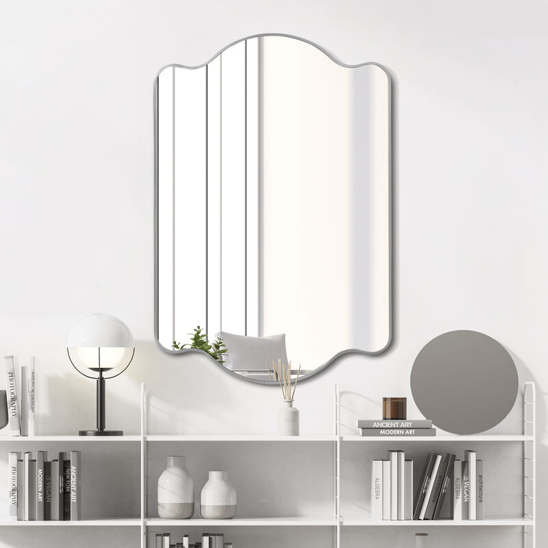 Louisa Medium Scalloped Rectangular Metal Framed Wall Mirror