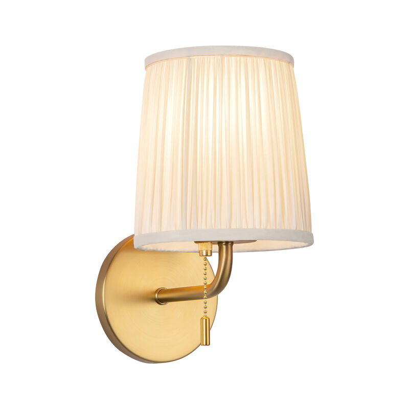 Scout 10-in Damp-Rated Wall/Vanity Light with Patterned Pleated Linen Shade image number 0