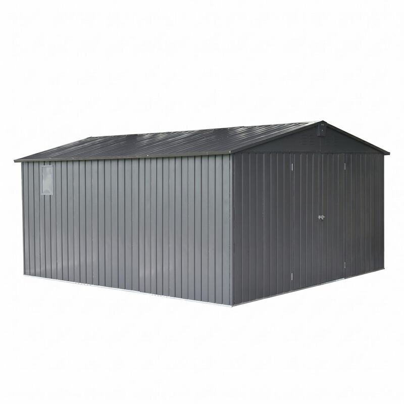 CLIHOME 11x12.5Ft Patio Galvanized Steel Frame Storage Shed,Garden Shed Metal Utility Tool Storage Room with Double Lockable Doors image number 0