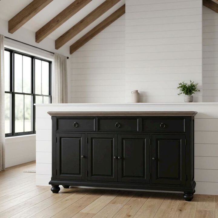 Liberty Furniture Farmhouse Hall Buffet Cabinet with Storage, Solid and Manufactured Wood, Brown