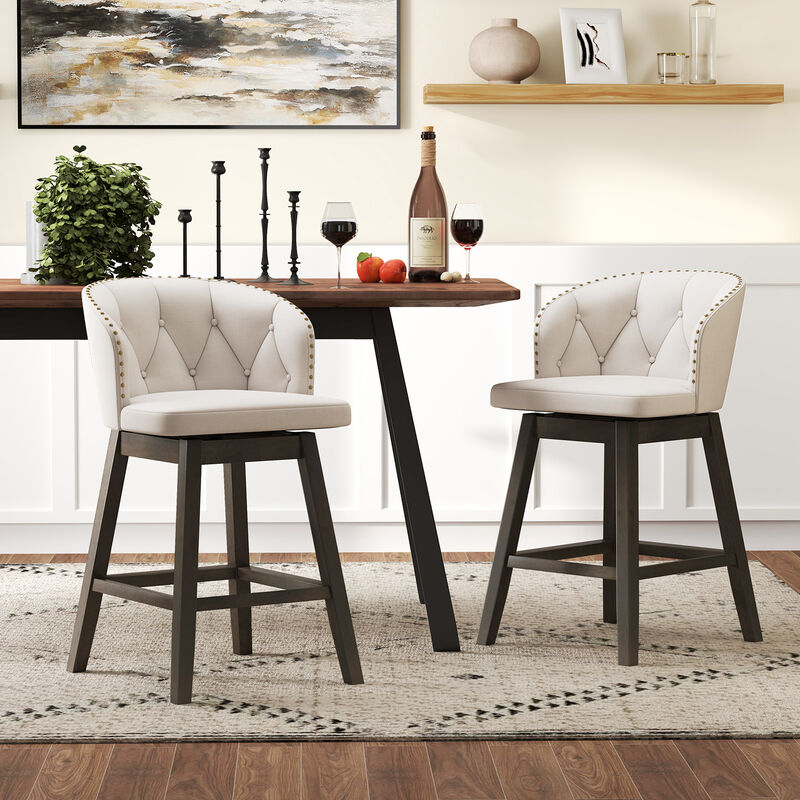 Counter Height Fabric Upholstered Bar Stools Set of 2