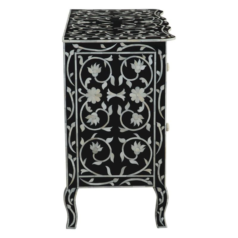World Interiors Ozark 42" Two Drawer Chest with Floral Horn Inlay image number 3