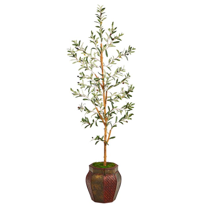 HomPlanti 5.5 Feet Olive Artificial Tree in Decorative Planter