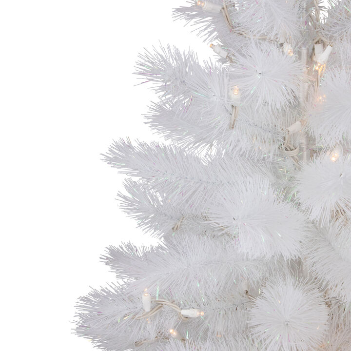 3' Pre-Lit White Alaskan Pine Artificial Christmas Tree  Warm White LED Lights