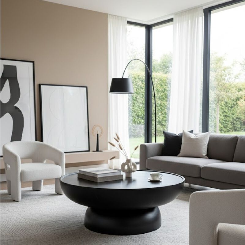 Black Fiberglass Coffee Table | OROA Modern Akron image number 1