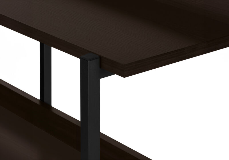 HomeRoots 47" Brown and Black Wood and Metal Frame Console Table With Three Shelves image number 5