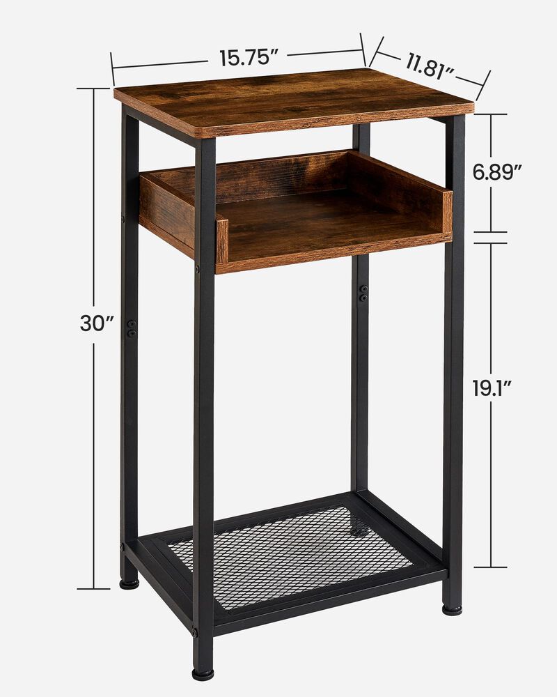 KJGKK Tall Side Table Set of 2, 30 inch High End Table, Small Entryway Table, Bedside Table for Living Room, Bedroom, Office, Ru