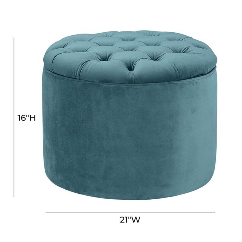 Tov Furniture Queen Sea Blue Velvet Storage Ottoman image number 2